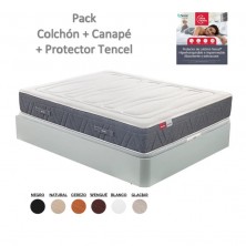 Pikolin Pack Ahorro Colchon de Muelles Ensacados Marisma + Canape Abatible + Protector Tencel